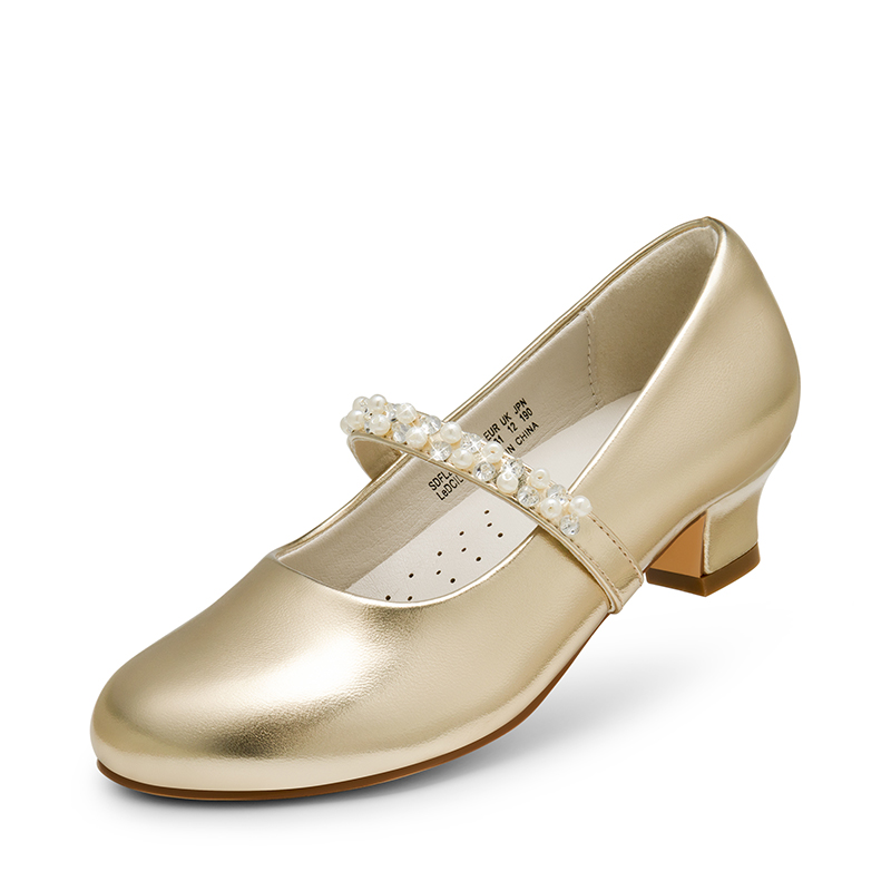 DREAM PAIRS Girls Rhinestone Mary Jane Low Heels