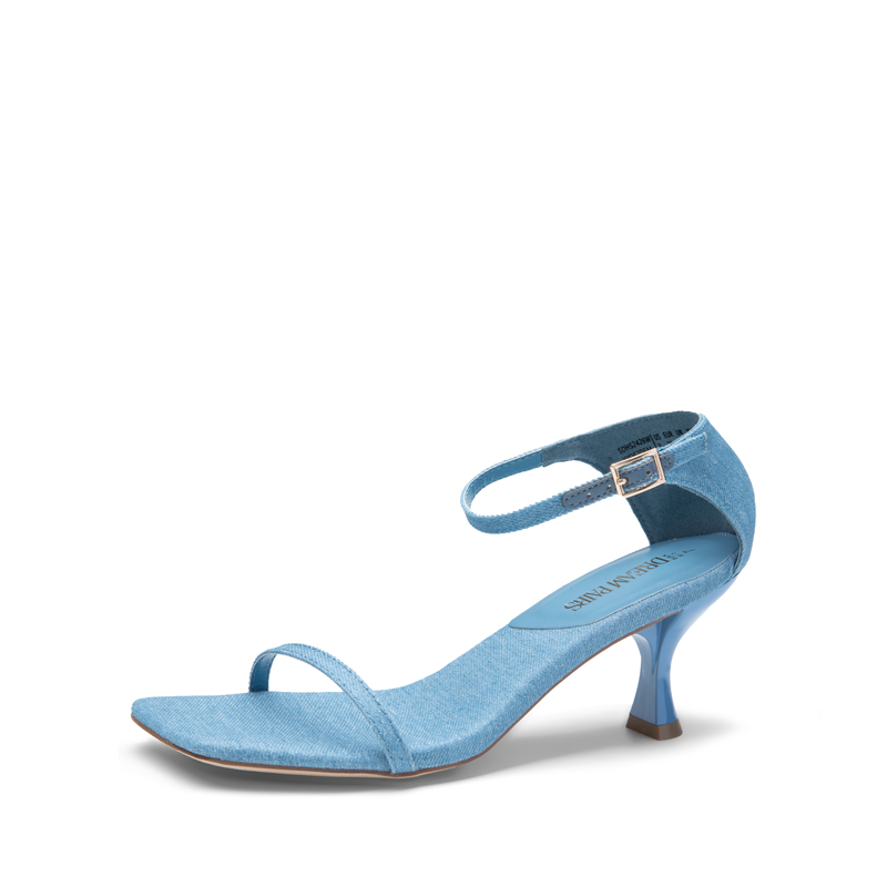 DREAM PAIRS Square Toe One Strap Kitten Heel Sandals