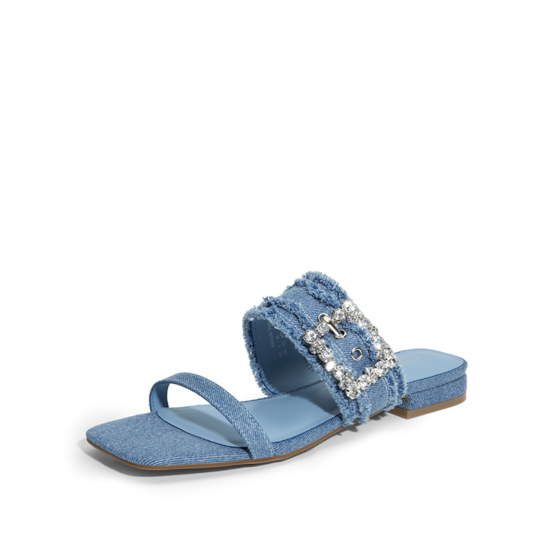 DREAM PAIRS Women s Rhinestone Buckle Denim Sandals — view 1