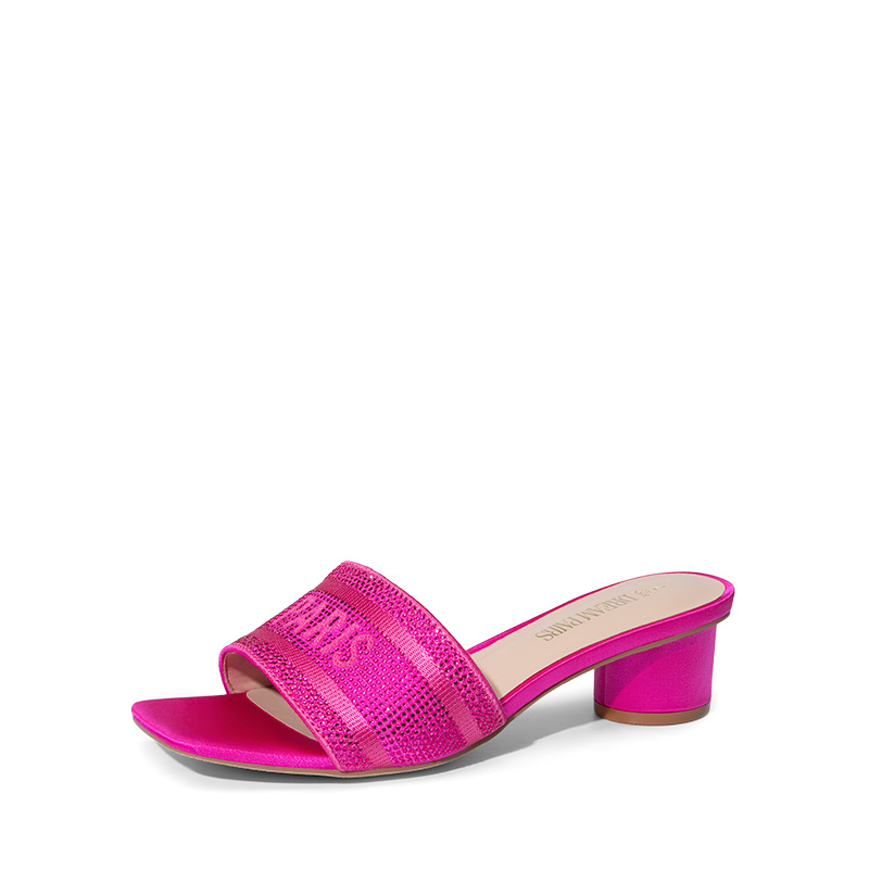 DREAM PAIRS Jacquard Cylindrical Heel Slide Sandals — view 3