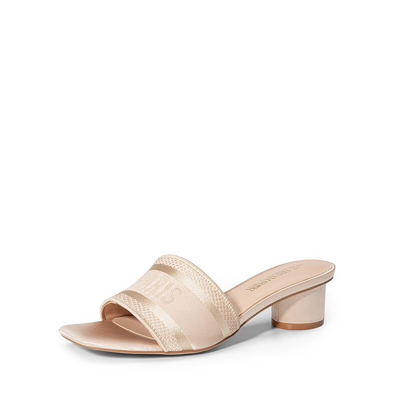 DREAM PAIRS Jacquard Cylindrical Heel Slide Sandals — view 2