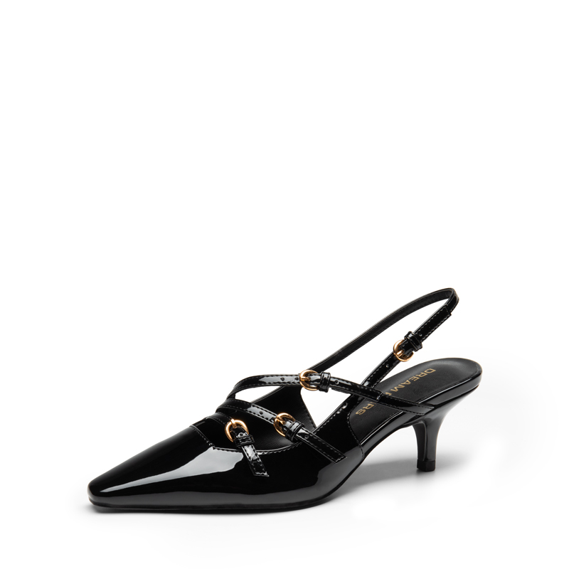 DREAM PAIRS Buckle Strap Pointed Slingback Heel Pumps