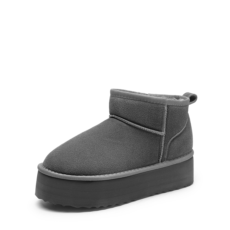 DREAM PAIRS FuzzyClassic Platform Mini Boot Suede Platform Ankle Snow Boots