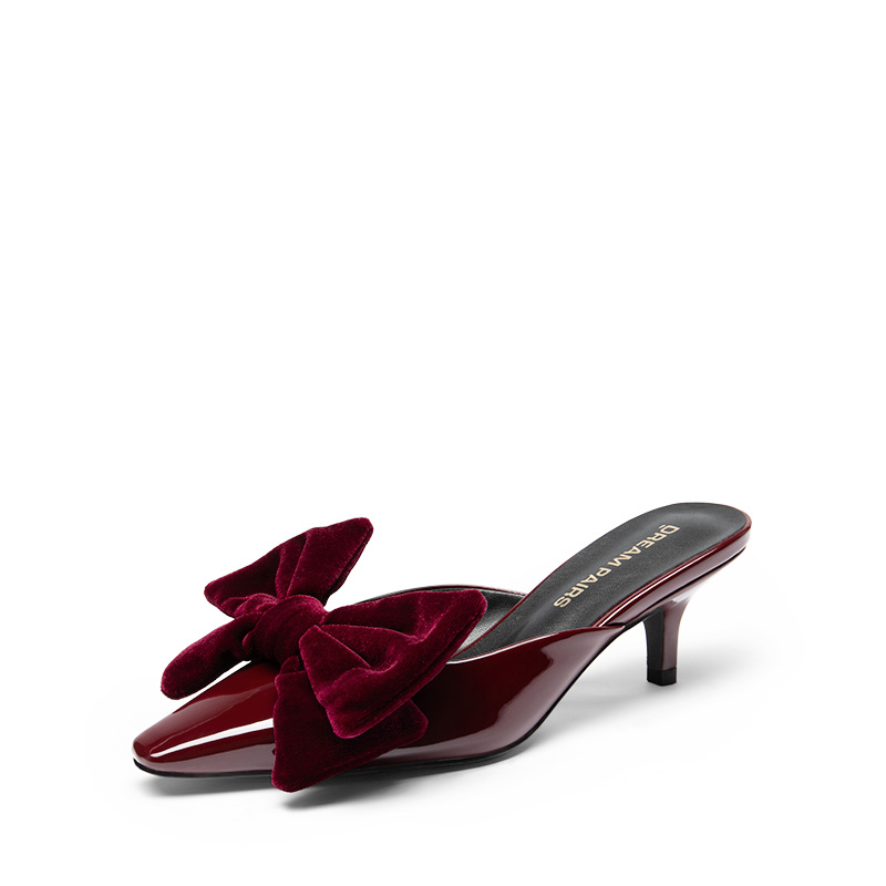 DREAM PAIRS Velvet Bow Kitten Heeled Mules — partner product photography