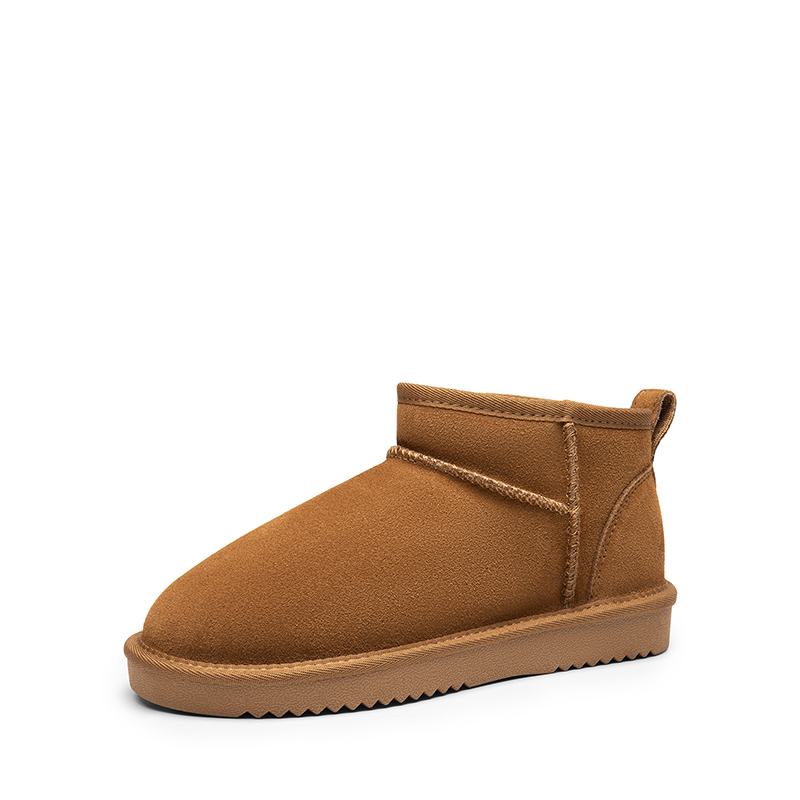 DREAM PAIRS FuzzyClassic Mini Boot Splash Proof Slip On Suede Snow Boots