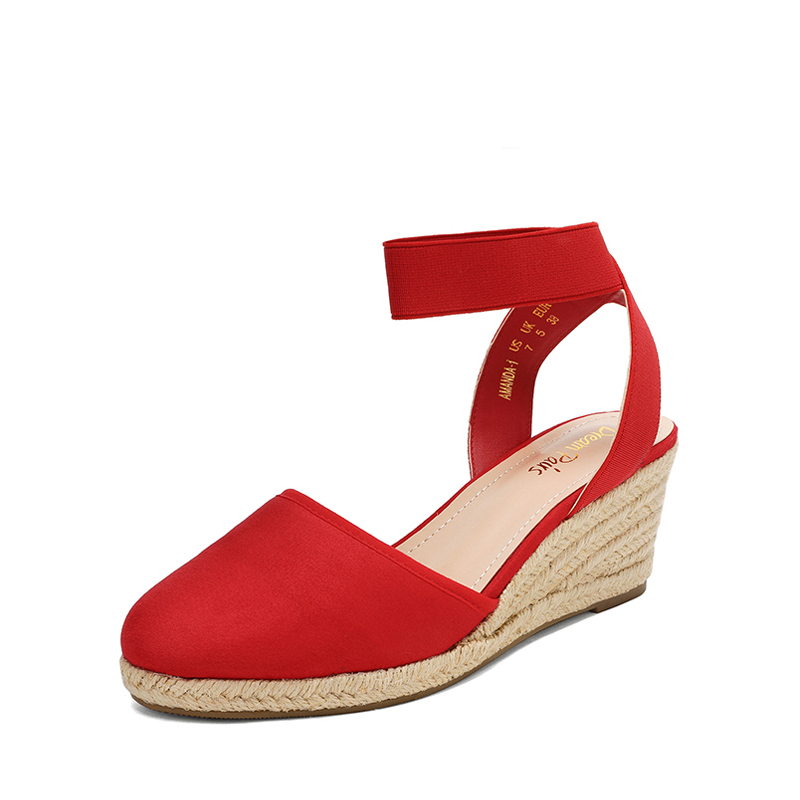 DREAM PAIRS Ankle Strap Closed Toe Espadrille Wedge Sandals