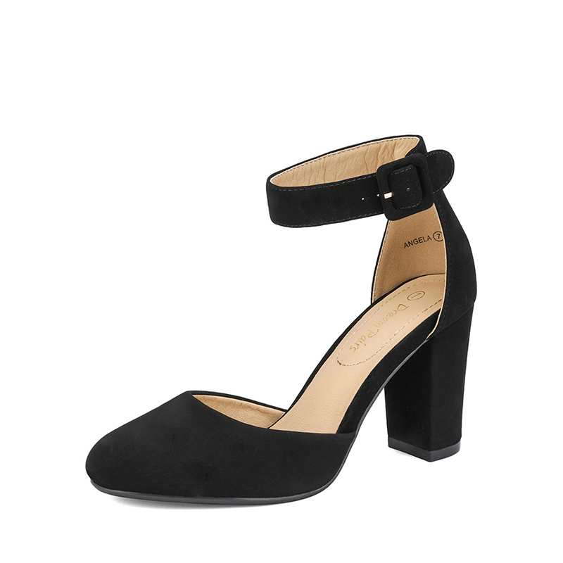 DREAM PAIRS Round Toe Chunky Heel Pumps — view 1