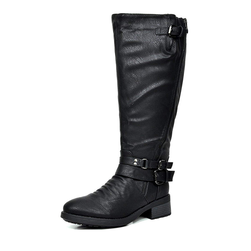DREAM PAIRS Women s Knee High Buckled Riding Boots