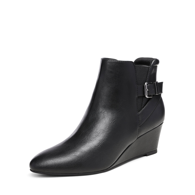 DREAM PAIRS Pointed Toe Wedge Heel Ankle Booties — view 1