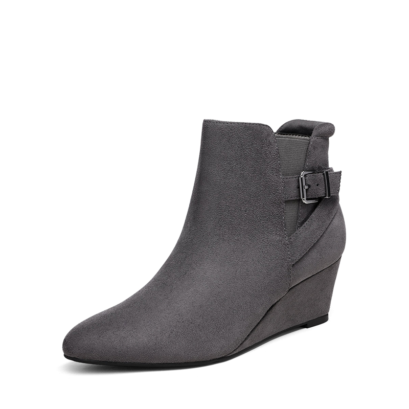 DREAM PAIRS Pointed Toe Wedge Heel Ankle Booties