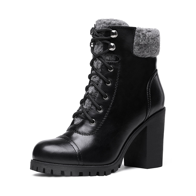DREAM PAIRS Chunky Heel Warm Ankle Boots