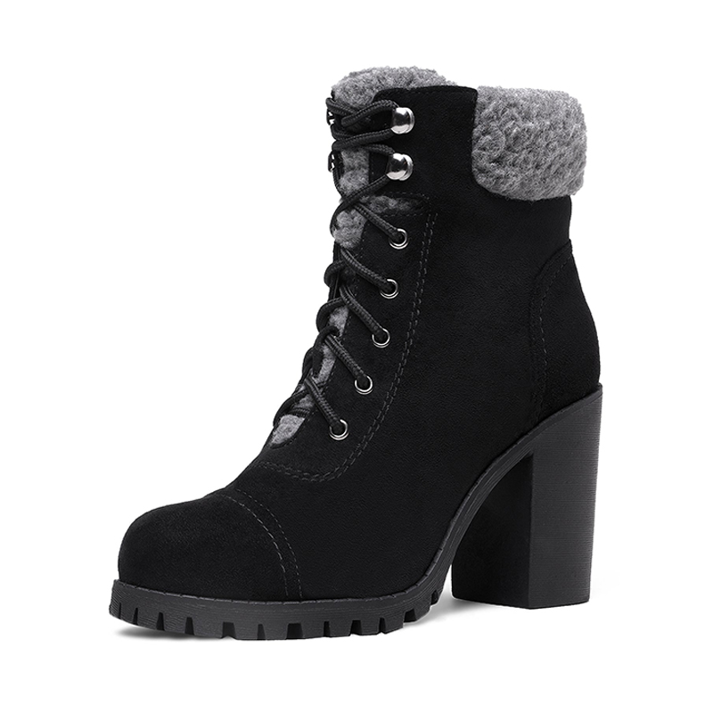 DREAM PAIRS Chunky Heel Warm Ankle Boots — view 1