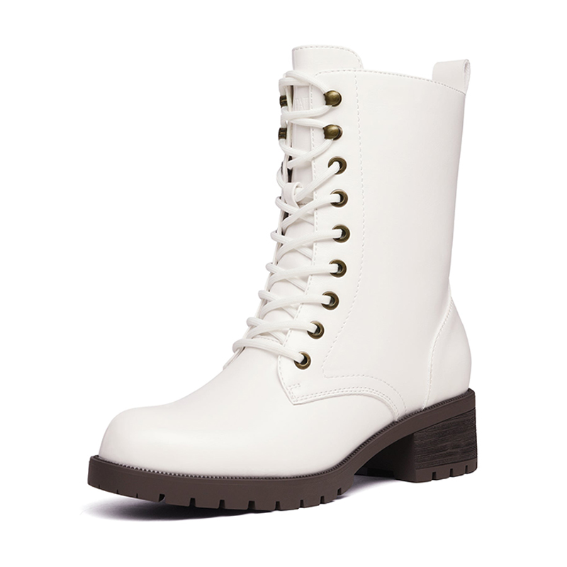 DREAM PAIRS Mid Calf Chunky Lace Up Boots