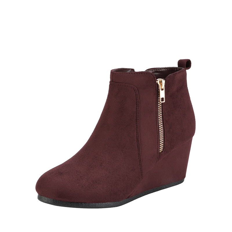 DREAM PAIRS Pointed Toe Suede Wedge Bootie — view 1