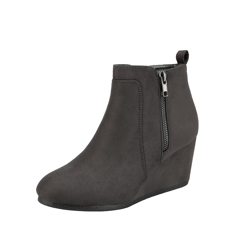 DREAM PAIRS Pointed Toe Suede Wedge Bootie