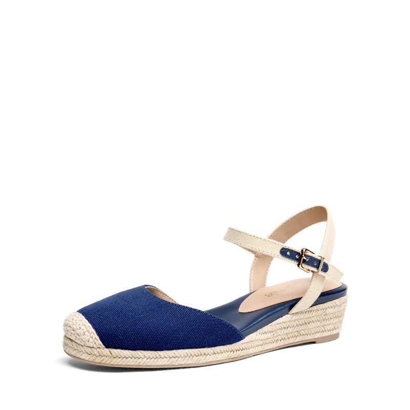 DREAM PAIRS Ankle Strap Closed Toe Espadrille Wedges