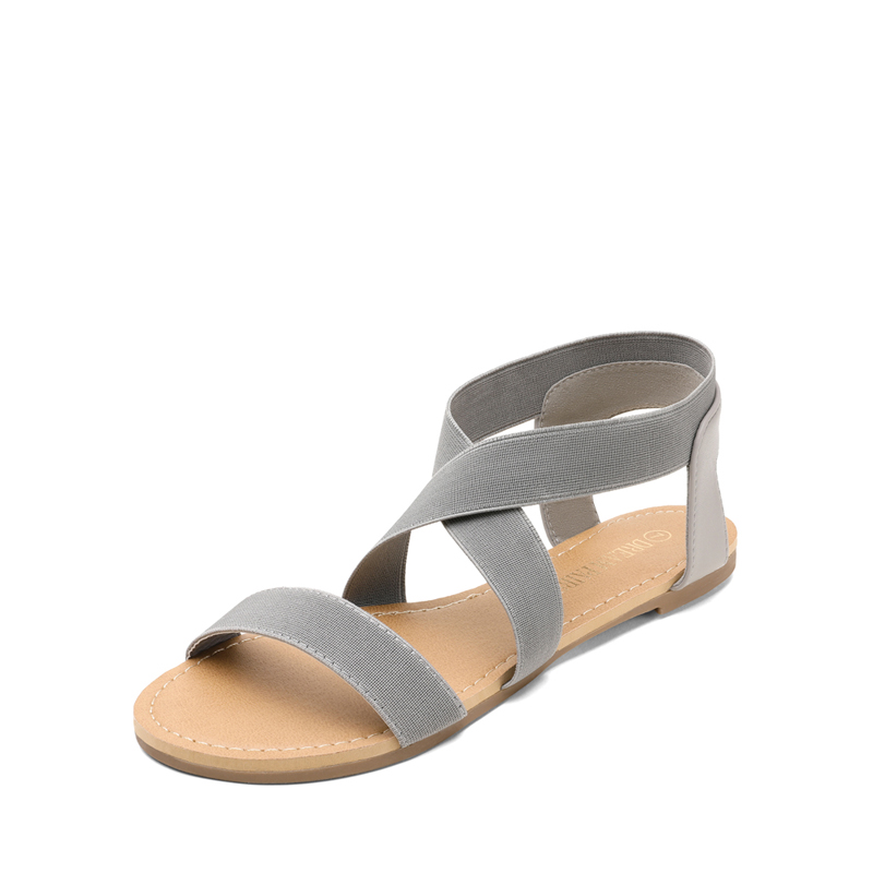 DREAM PAIRS Elastic Ankle Strap Flat Sandals