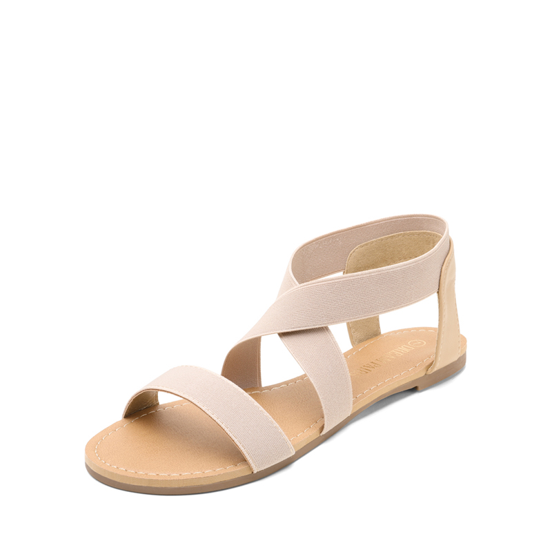 DREAM PAIRS Elastic Ankle Strap Flat Sandals