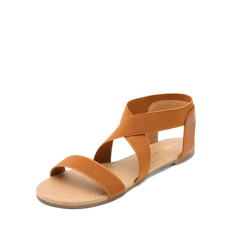 DREAM PAIRS Elastic Ankle Strap Flat Sandals