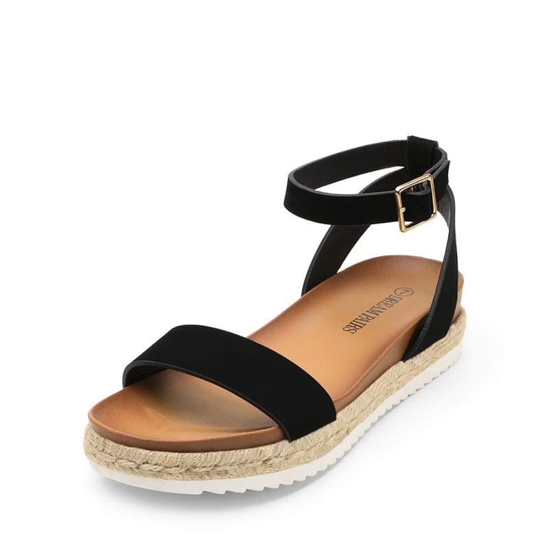 DREAM PAIRS Open Toe Ankle Strap Espadrille Platform Sandals