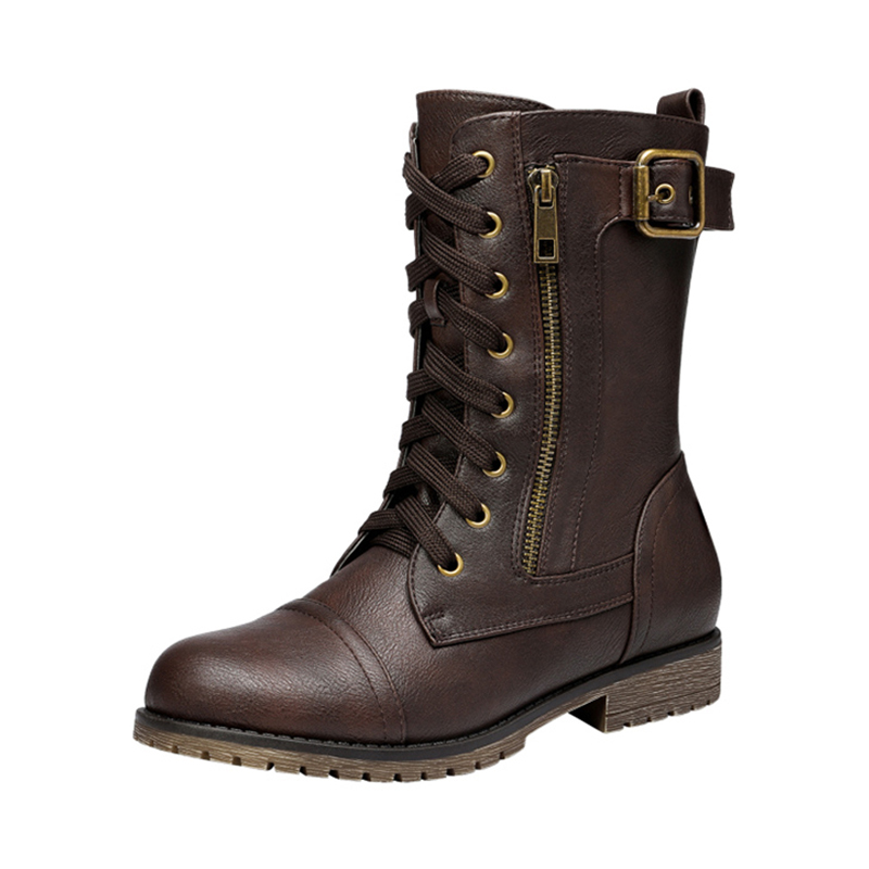 DREAM PAIRS Winter Mid Calf Lace Up Boots