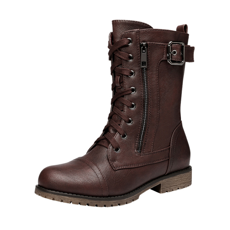 DREAM PAIRS Winter Mid Calf Lace Up Boots