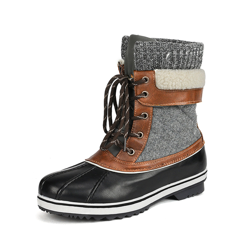 DREAM PAIRS Mid Calf Lace Up Snow Boots