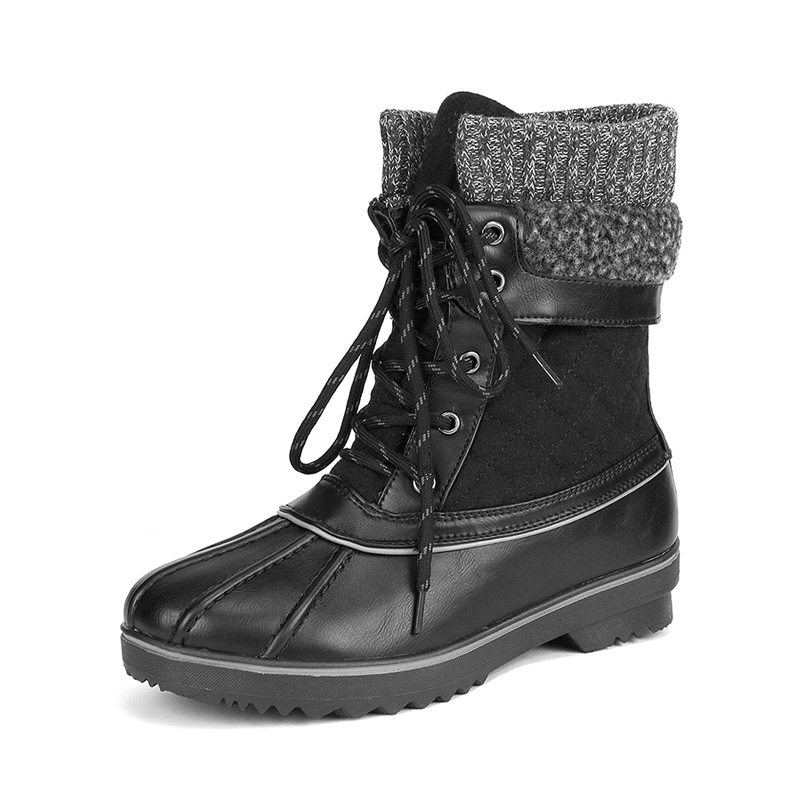 DREAM PAIRS Mid Calf Lace Up Snow Boots