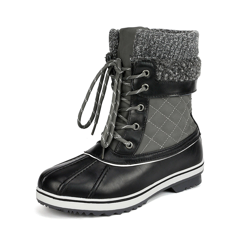 DREAM PAIRS Mid Calf Lace Up Snow Boots