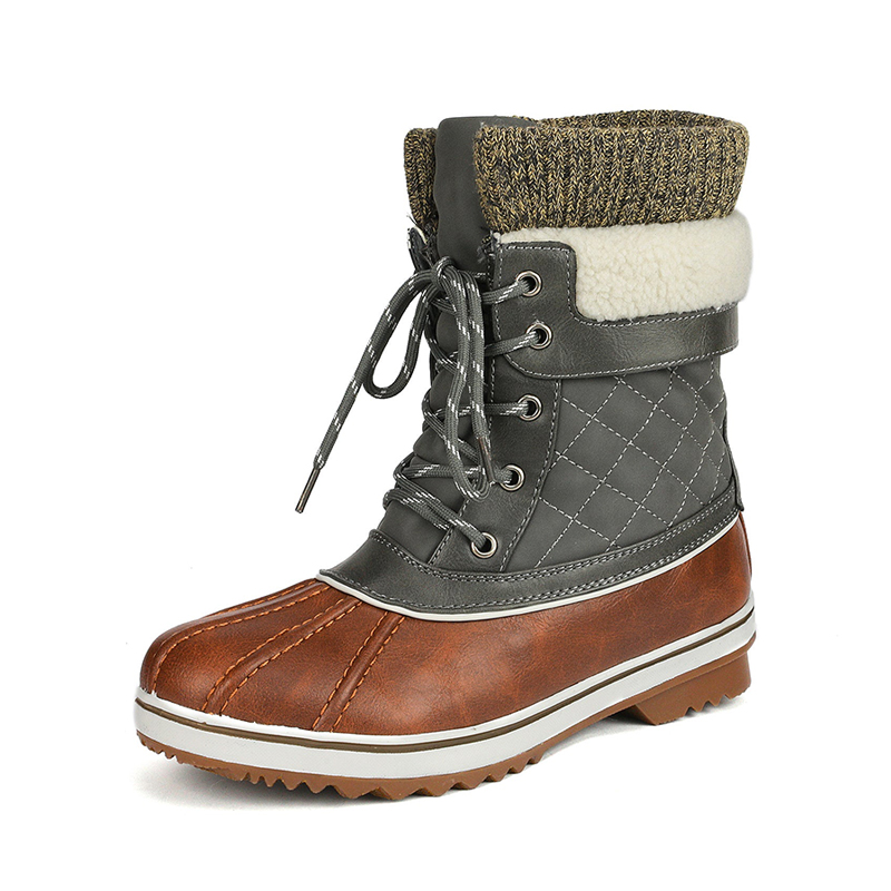 DREAM PAIRS Mid Calf Lace Up Snow Boots