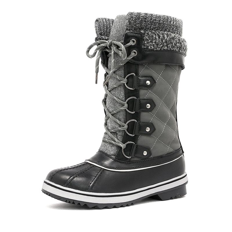 DREAM PAIRS Lace Up Winter Fur Snow Boots