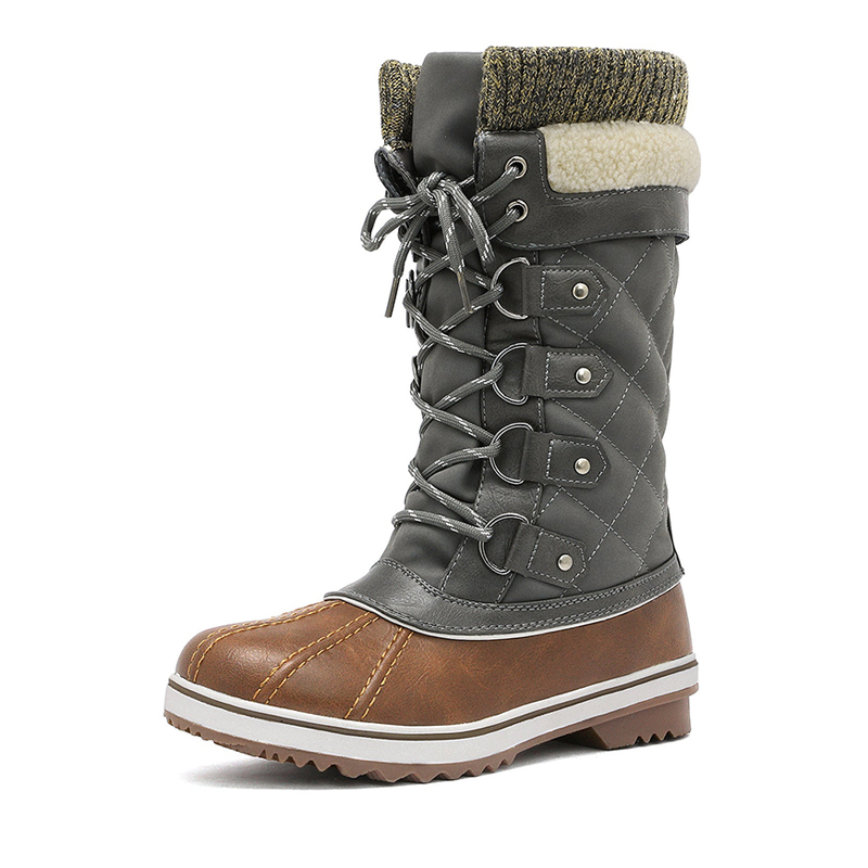 DREAM PAIRS Lace Up Winter Fur Snow Boots