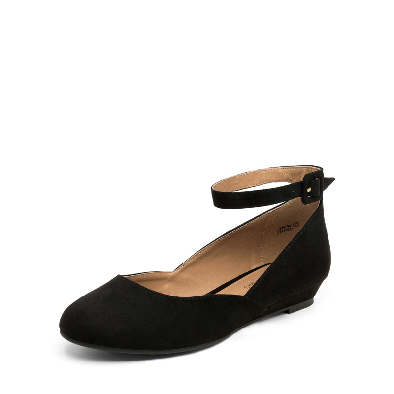 DREAM PAIRS Comfortable Ankle Strap Low Wedge Flats — view 1