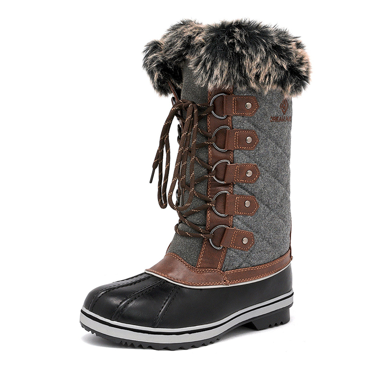 DREAM PAIRS Mid Calf Fur Snow Boots