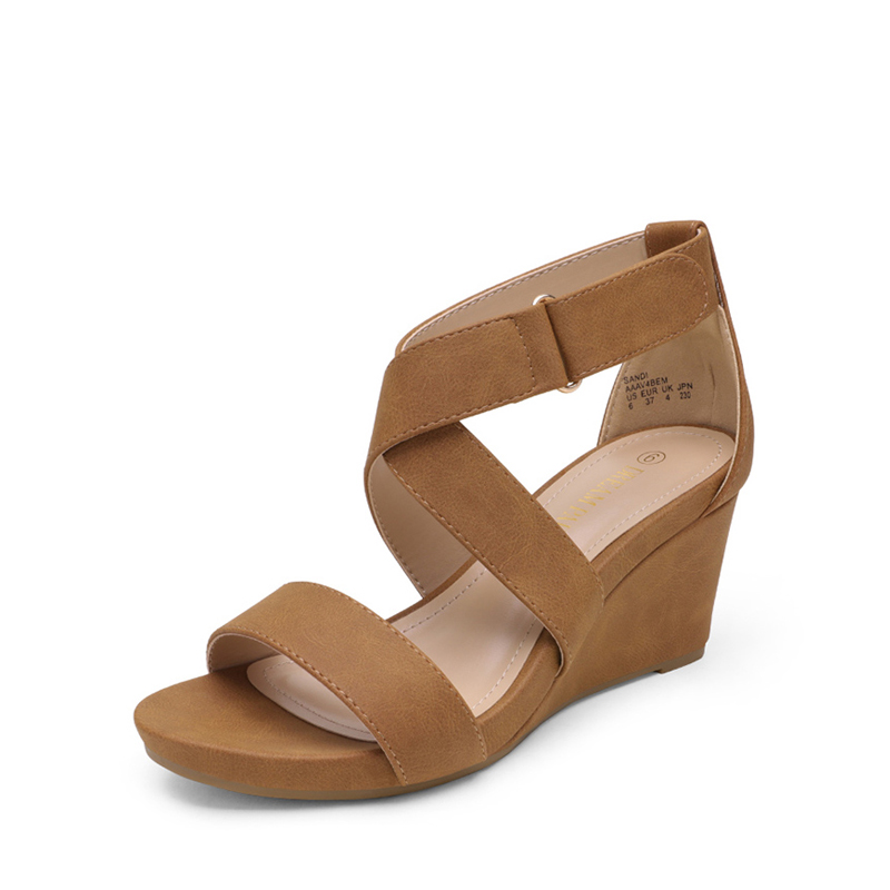DREAM PAIRS Elastic Ankle Strap Wedge Sandals