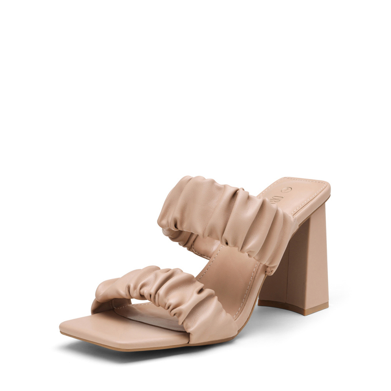 DREAM PAIRS Women s Square Toe Strap Chunky Heel Mules