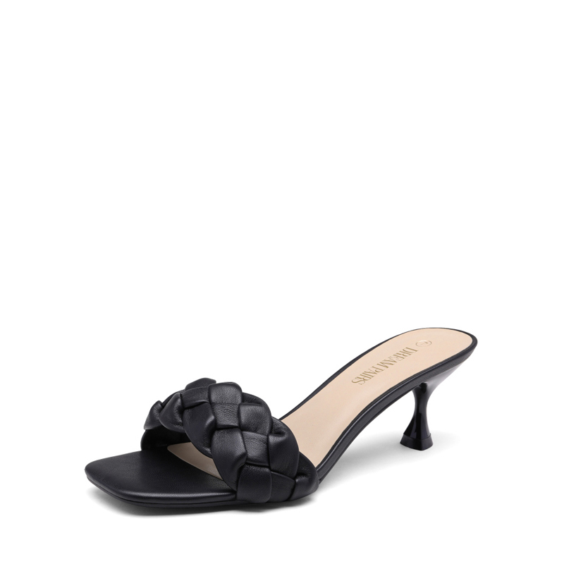 DREAM PAIRS Rhinestone Open Toe Kitten Heel Mule Sandals