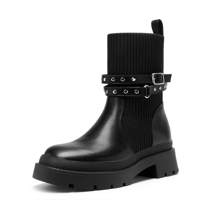 DREAM PAIRS Stride Lug Sole Platform Slip On Booties — view 1