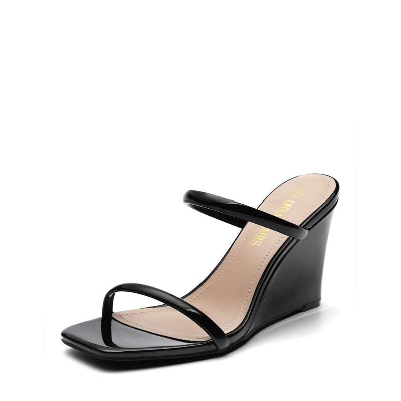 DREAM PAIRS Square Toe Double Wedge Sandals — view 1