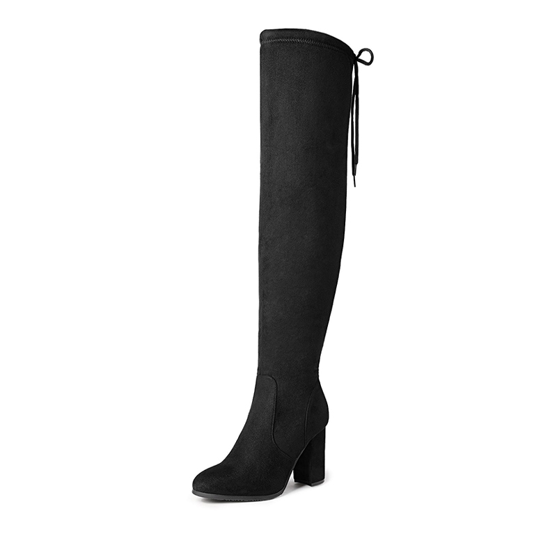 DREAM PAIRS Women's Chunky Heel Thigh High Boots