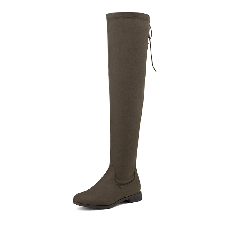DREAM PAIRS Low Heel Thigh High Boots