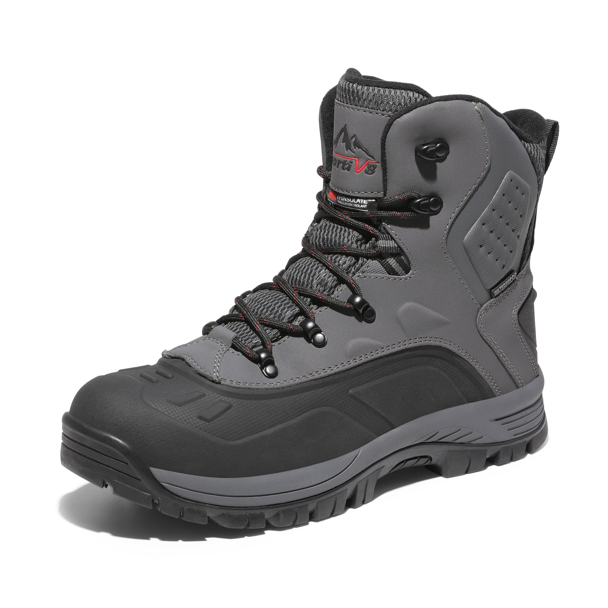 NORTIV 8 Men s Slip Resistant Waterproof Snow Boots Wide Fit