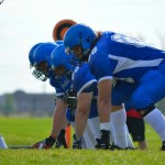 Stéphane Tanguay, LT with the rest of the OL ready for action. Cumberland Panthers OVFL, summer 2012. (Credits: Carol Williamson0