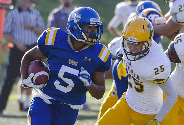 Marcus Davis (5) of UBC