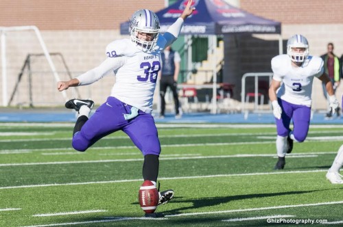 Bishop's Gaiters punter Vincent Dube (Photo credit: Mona Ghiz, Ghiz Photography)