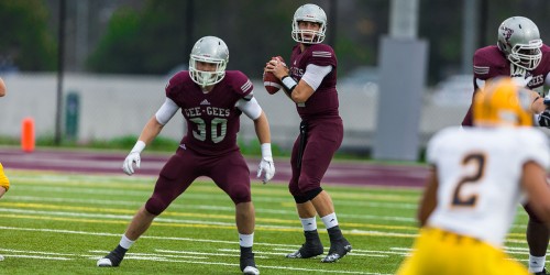 University of Windsor Lancers vs. University of Ottawa Gee-Gees during OUA football action at Gee-Gees Field in Ottawa, Ontario, Canada, 19 September, 2015. Photo by Richard A. Whittaker. (http://richardawhittaker.ca)
