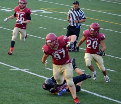 Breaking tackle on ball carry