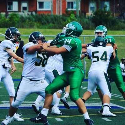 Mathieu Gagné (#58) makes the block. Courtesy of Mathieu Gagné.