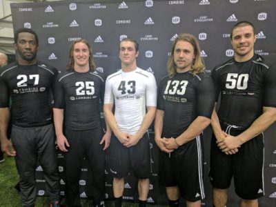 L->R: Julan Lynch, Mitchell Hillis, Adam Laurensse, Ante Milanovic-Litre, and Alex Morrison. Photo credit: Matt Smith/CFL