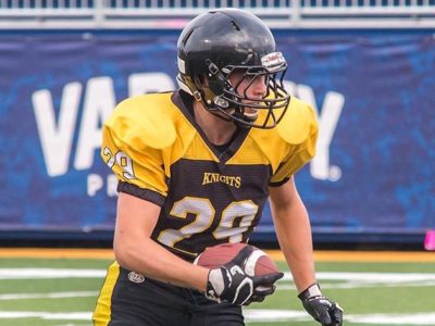 Derbyshire trades a puck for a pigskin